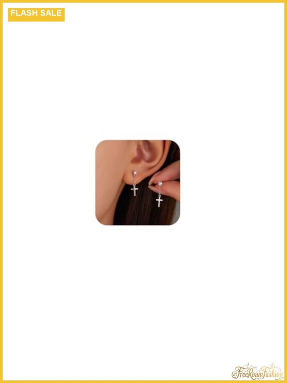 925 Sterling Silver 14K Gold Plated Cross Hoop Dangle Earrings for Women Mother